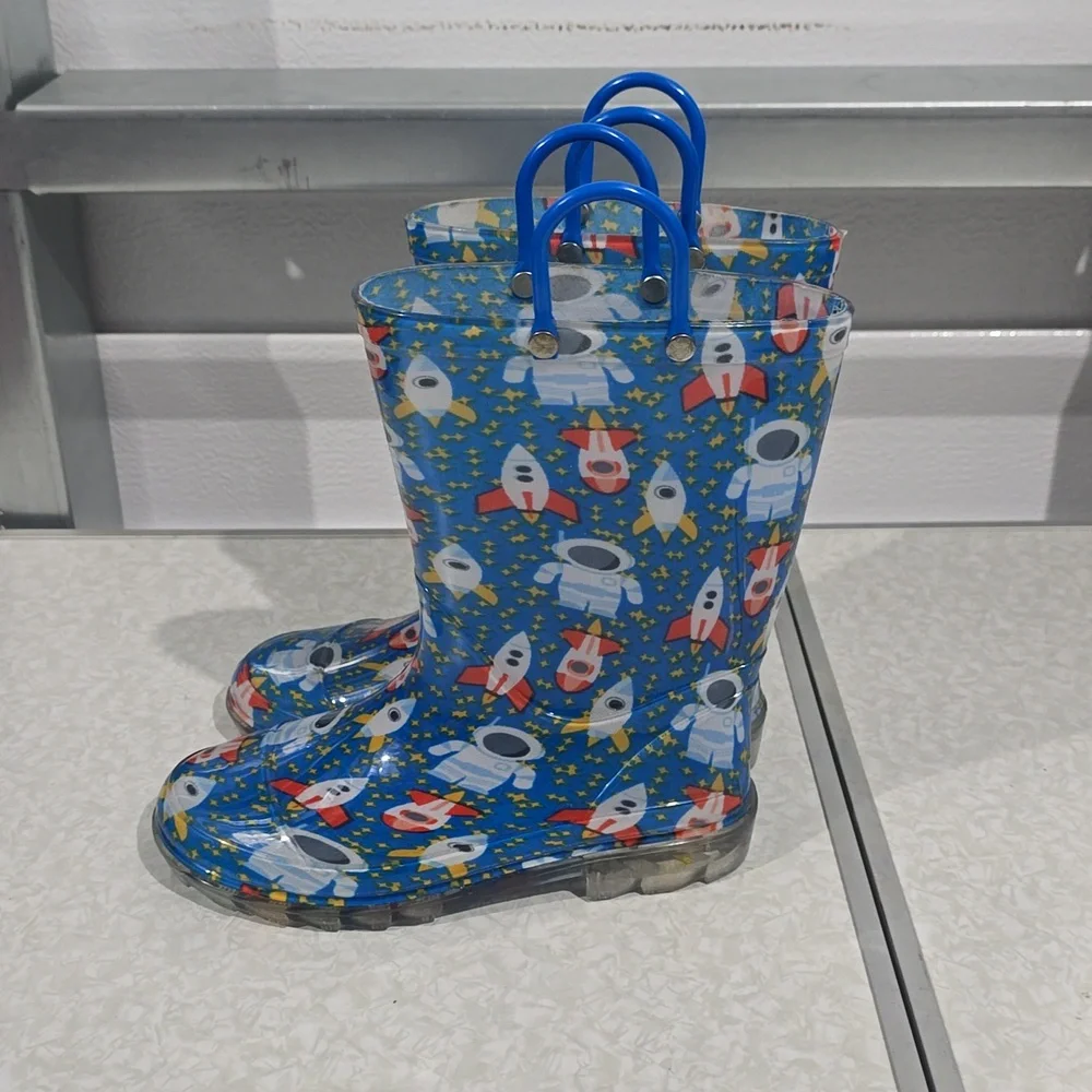 Astronaut and Rocket Rubbber‎ Light Up Boots Size 1